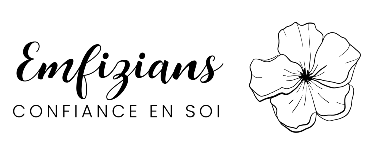 Logo d'Emfizians avec le texte "Confiance en soi" et une fleur stylisée.