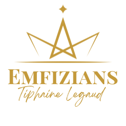 logo emfizians Fleur stylisée avec le mot "Emfizians" et la phrase "Confiance en soi".